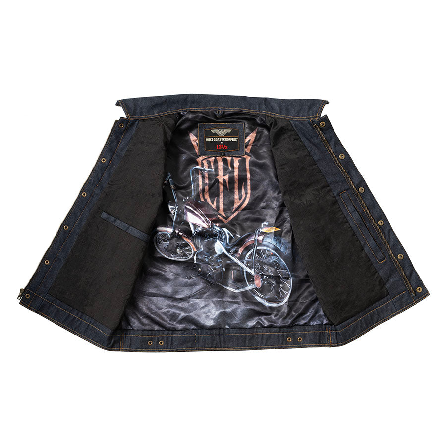 WCC x 13 1/2 Dominator Denim Riding Vest -Raw Denim