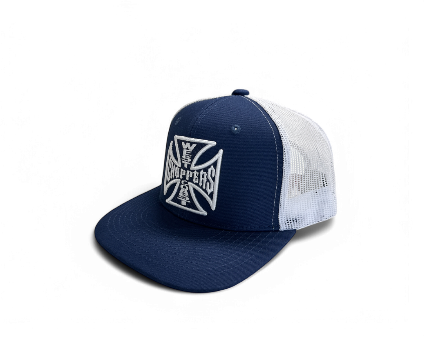 OG CROSS 6 PANEL FLATBILL HAT - NAVY/WHITE