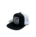 OG CROSS 6 PANEL FLATBILL HAT - BLACK/WHITE