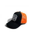 OG CROSS 6 PANEL TRUCKER HAT - BLACK/ORANGE