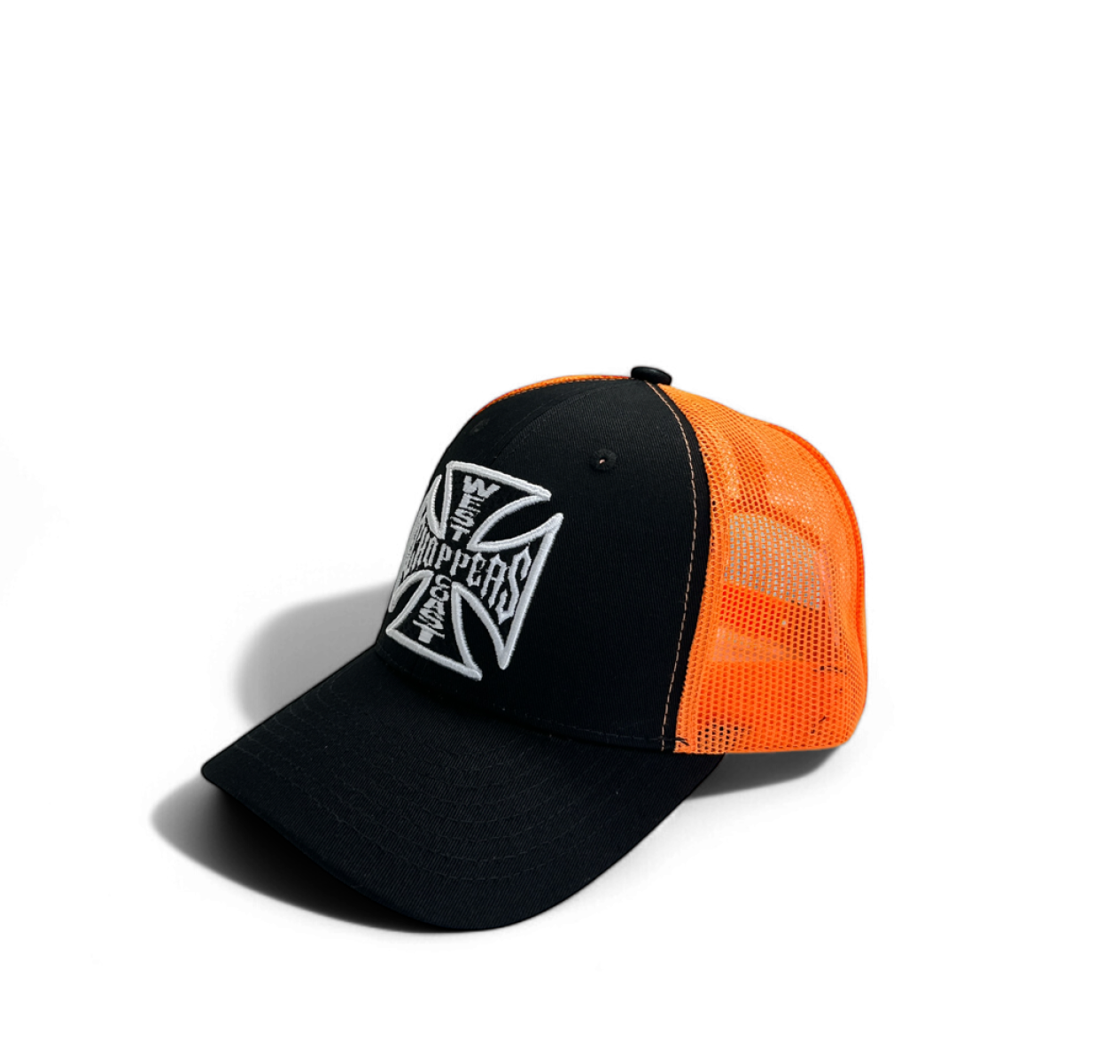 OG CROSS 6 PANEL TRUCKER HAT - BLACK/ORANGE