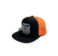 OG CROSS 6 PANEL FLATBILL HAT - BLACK/ORANGE