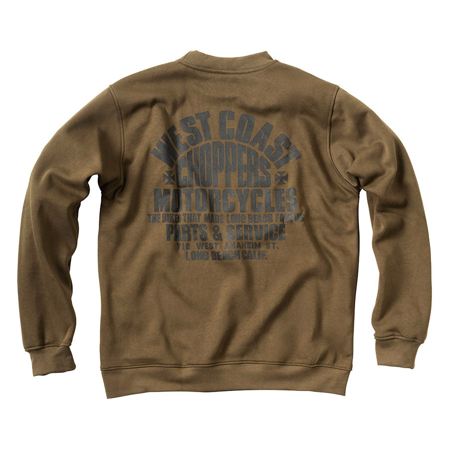 West Coast Choppers Parts Crewneck - Olive Green