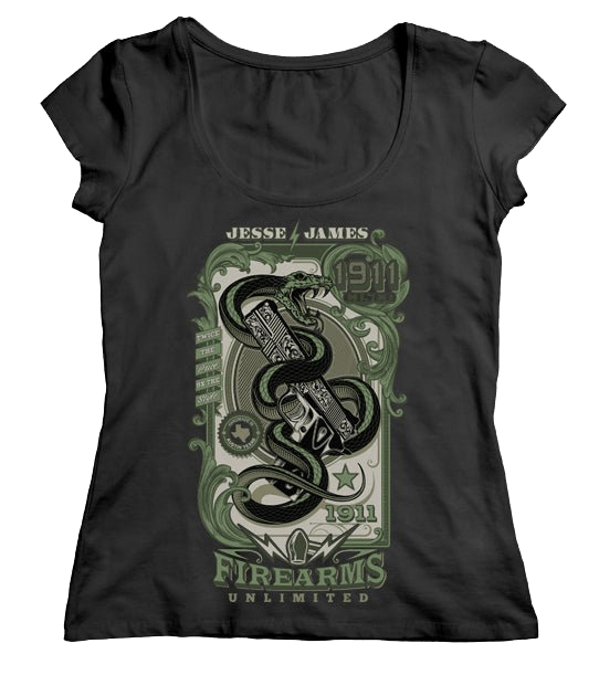 SKELLY SNAKE SCOOP-NECK T-SHIRT LADIES - BLACK