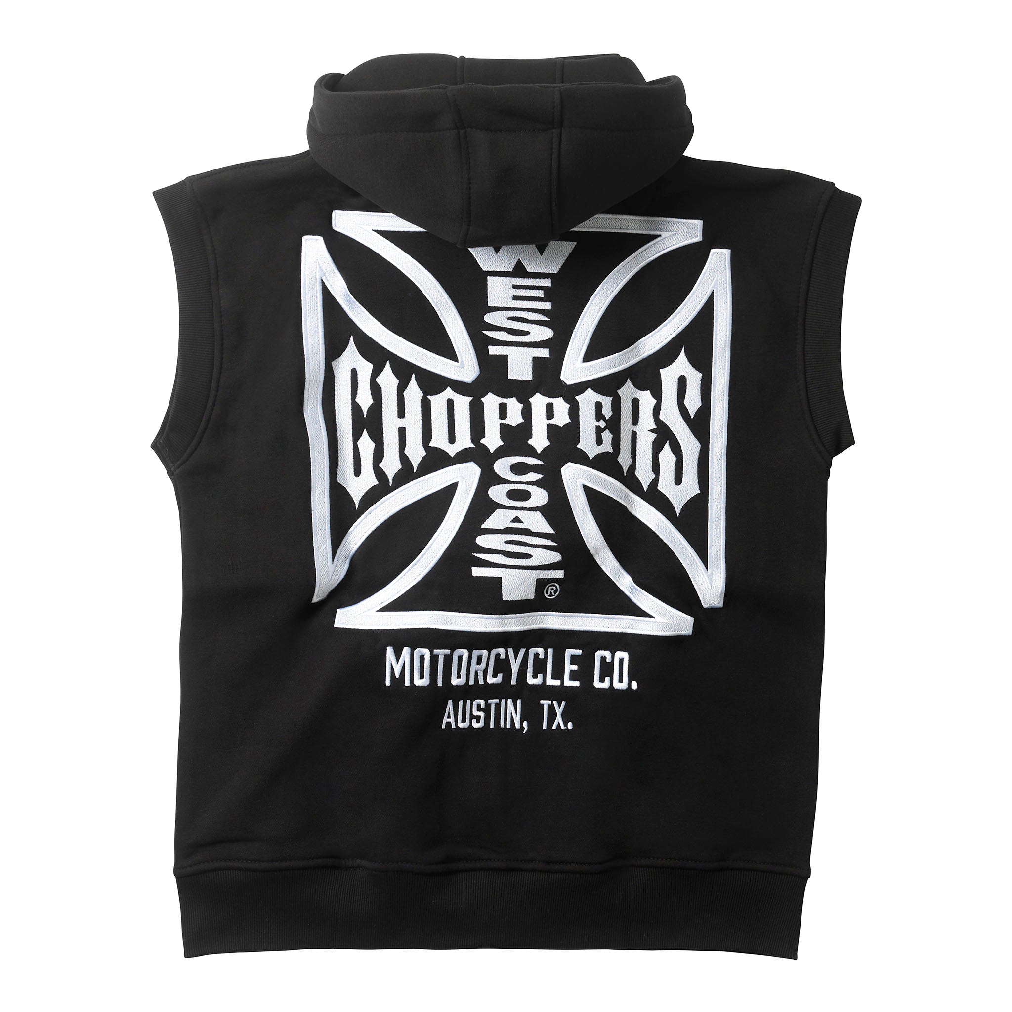 WCC OG ATX SLEEVELESS ZIP HOODY BLACK