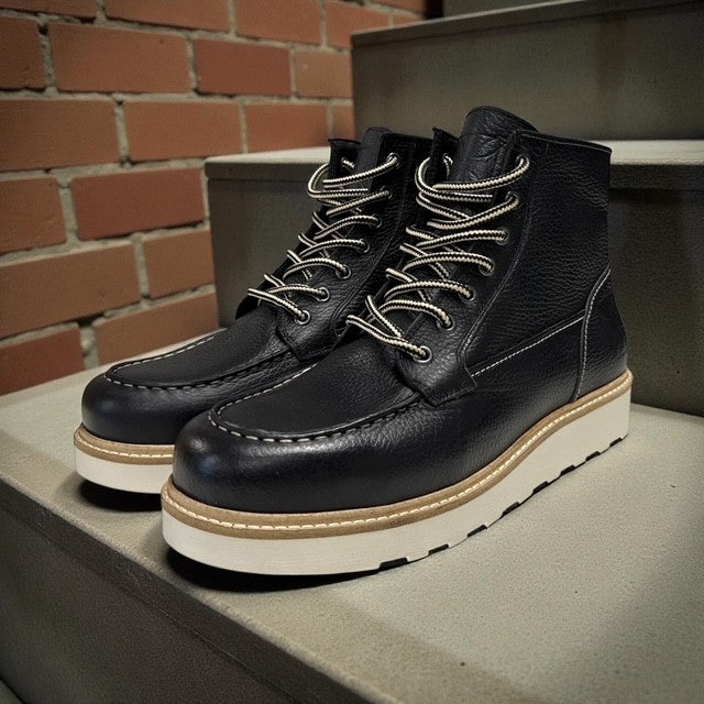 WCC RIGID LEATHER BOOTS - TUMBLE BLACK