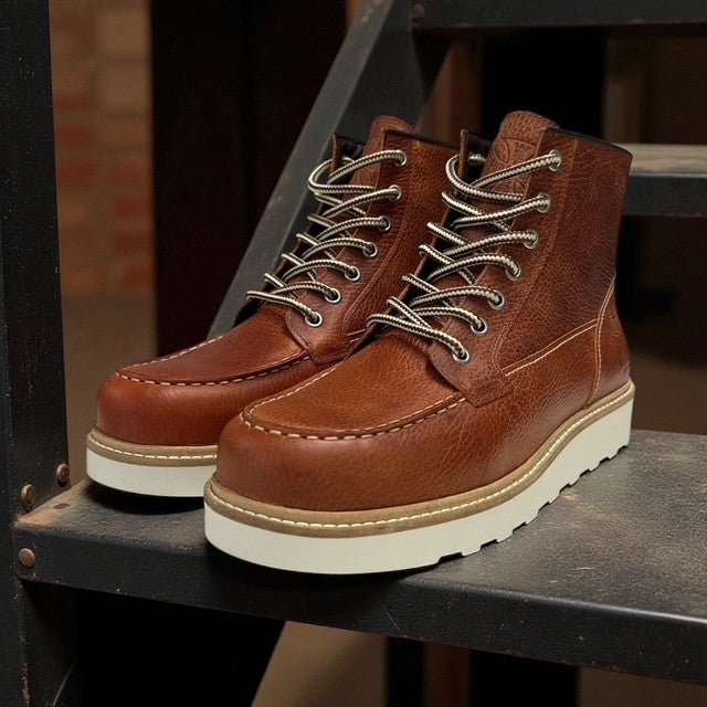 WCC RIGID LEATHER BOOTS - TUMBLE BROWN