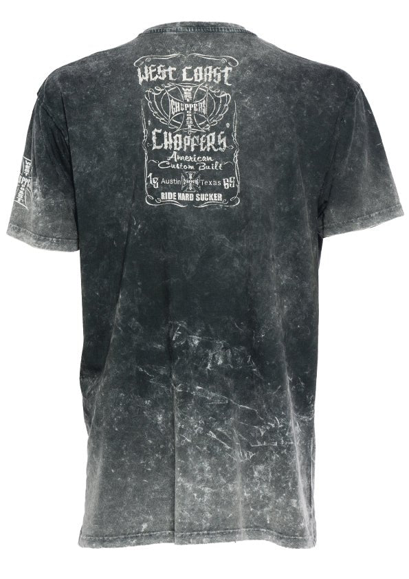 West Coast Choppers Ride Hard Sucker Tee - Vintage Grey/Black